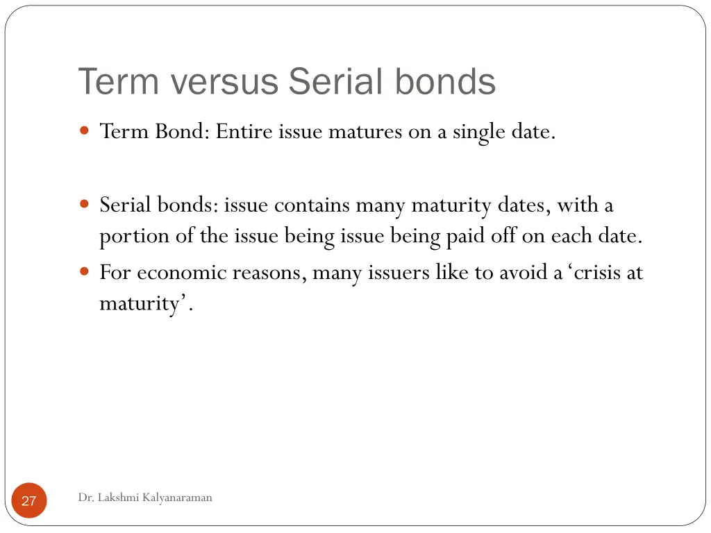 term versus serial bonds