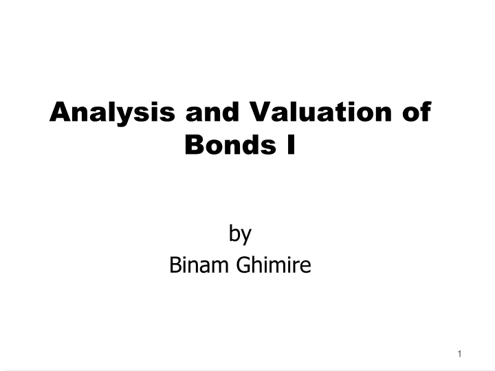 analysis and valuation of bonds i