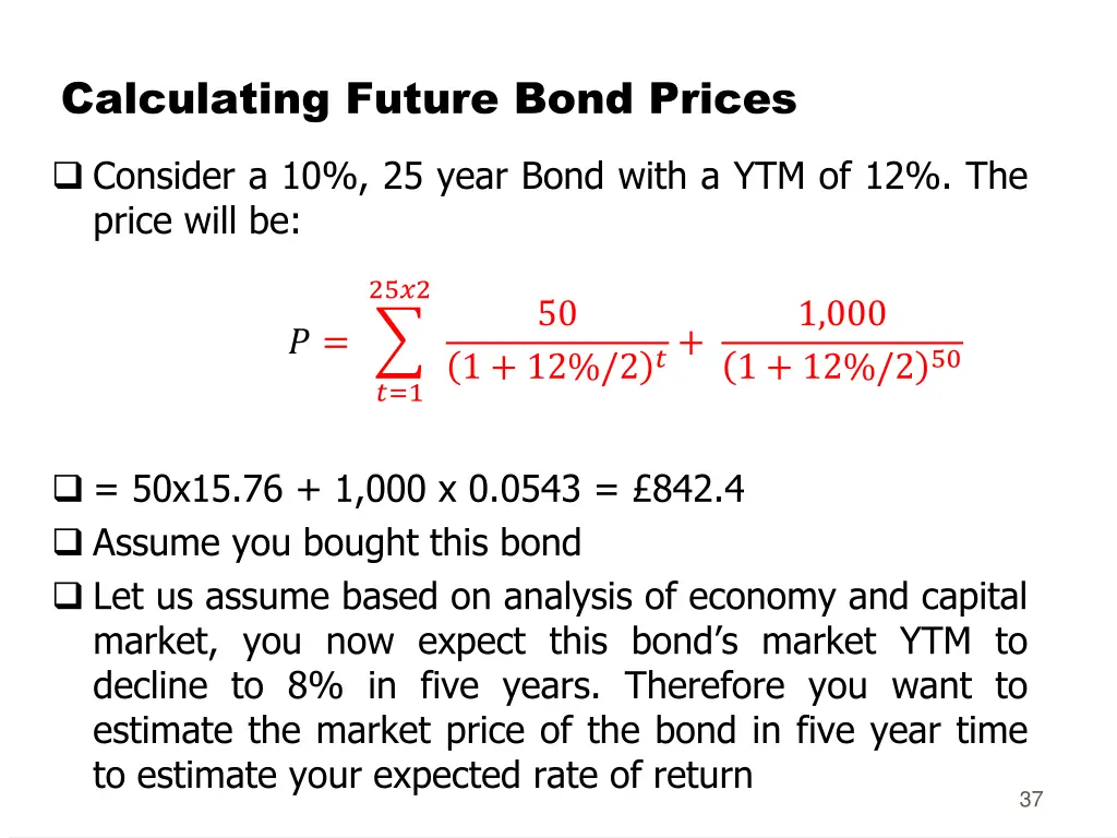 calculating future bond prices 1