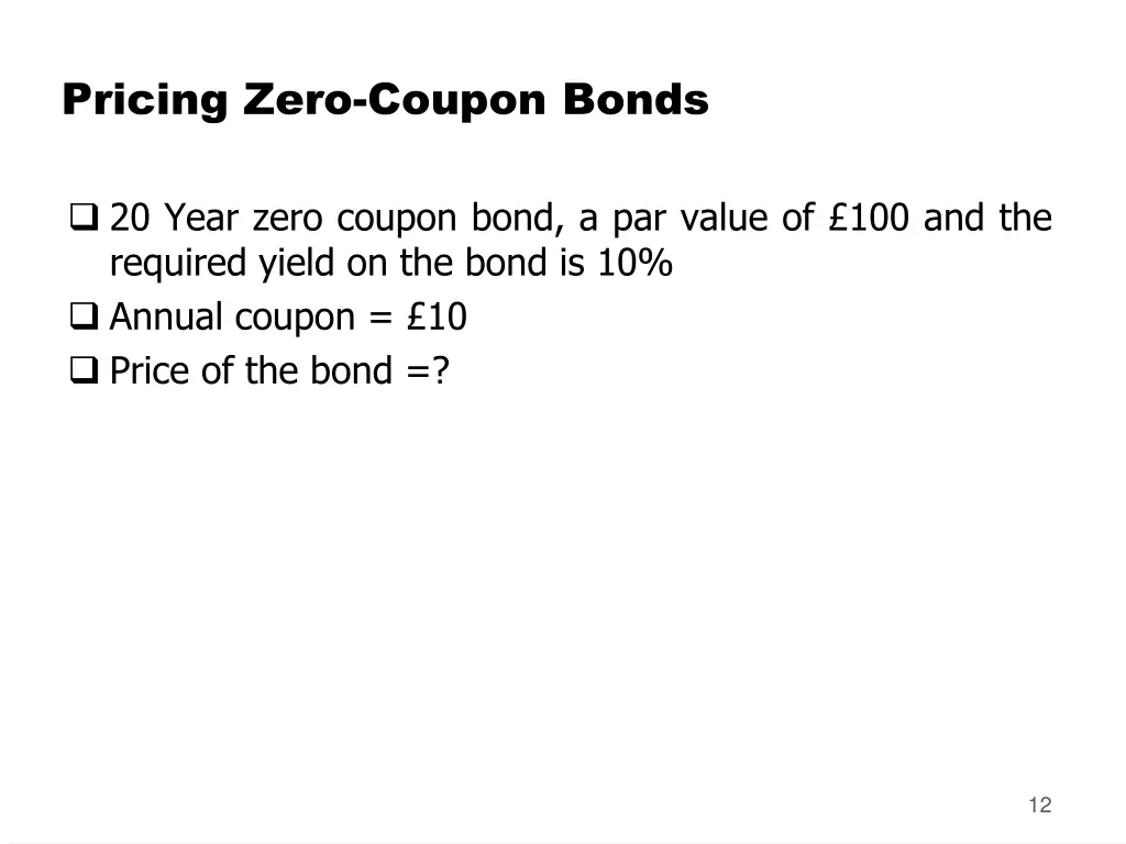 pricing zero coupon bonds 1