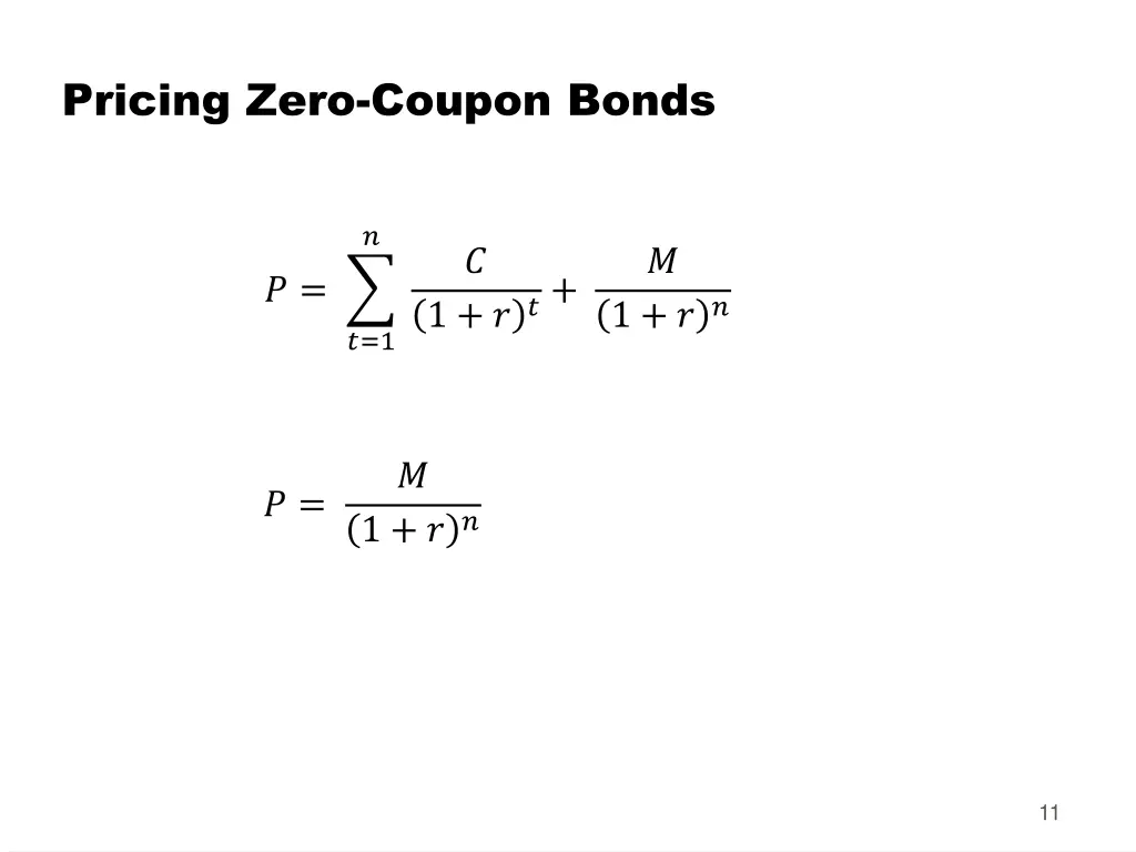 pricing zero coupon bonds