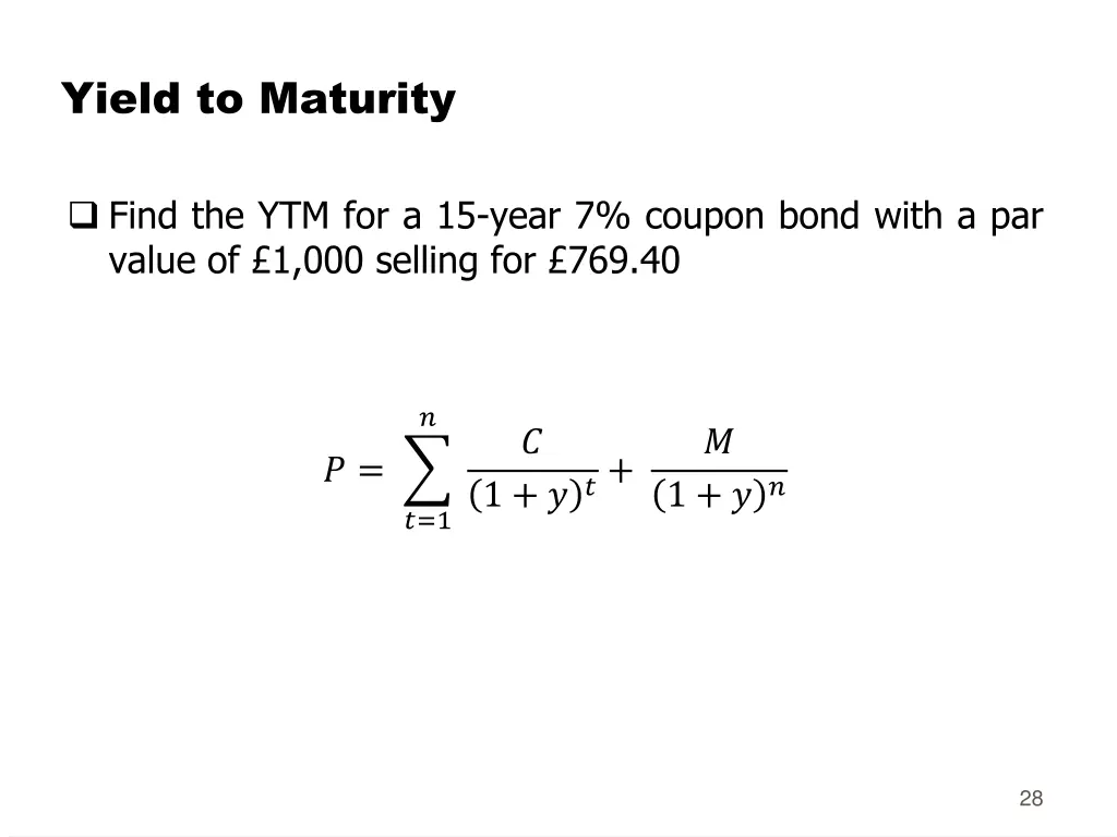 yield to maturity 1