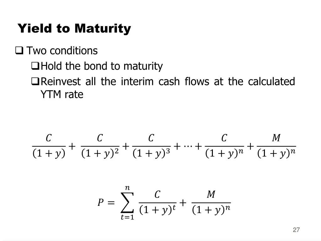 yield to maturity