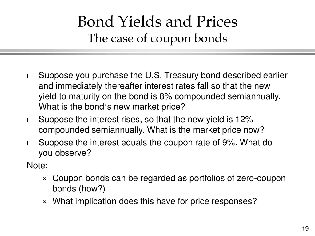 bond yields and prices the case of coupon bonds