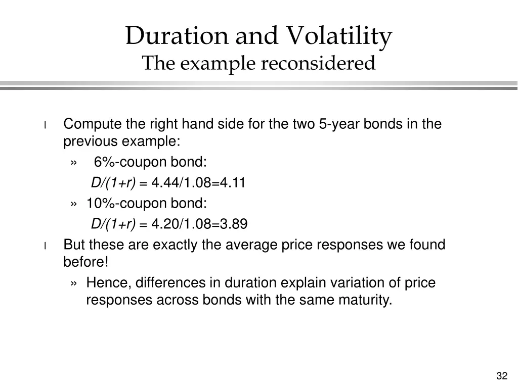 duration and volatility the example reconsidered