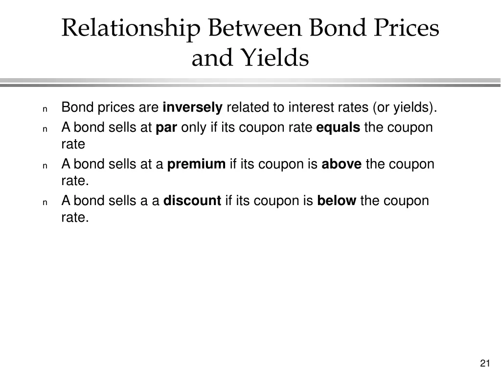 relationship between bond prices and yields