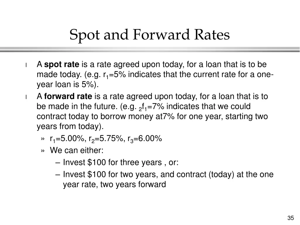 spot and forward rates