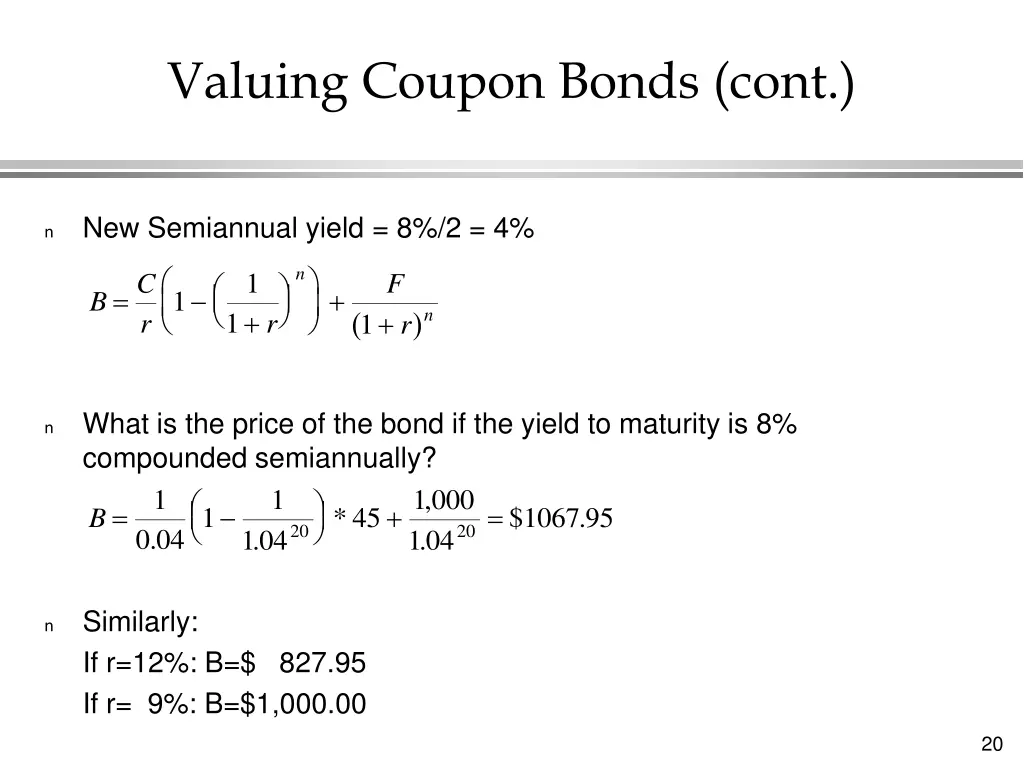 valuing coupon bonds cont