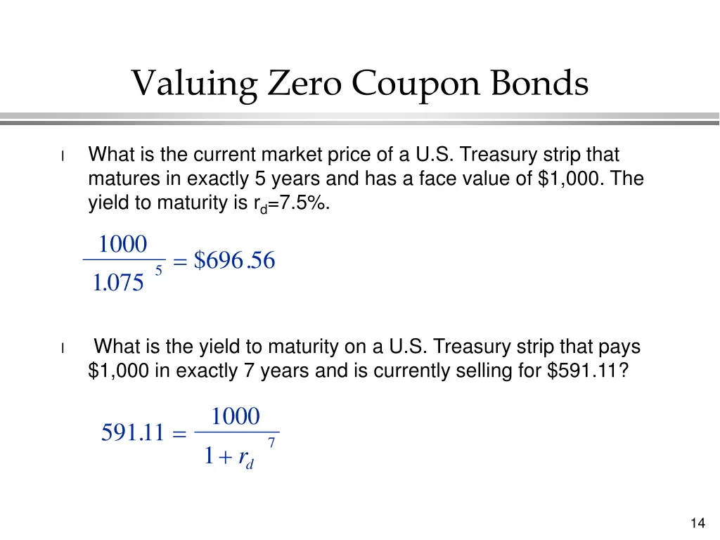 valuing zero coupon bonds