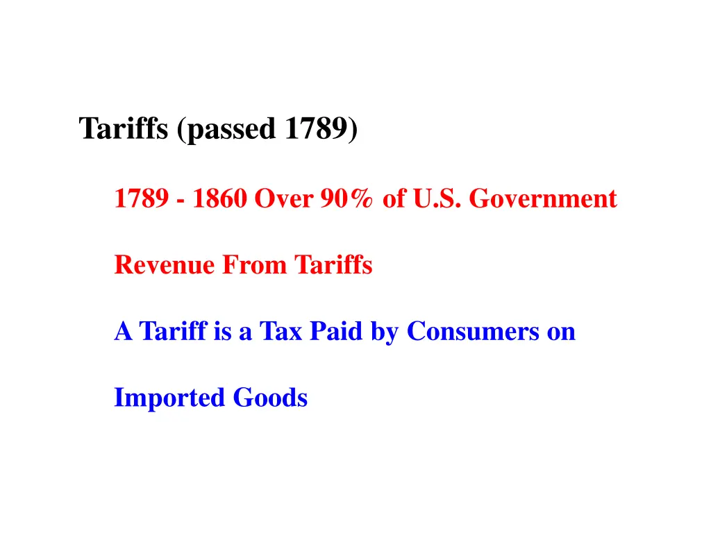 tariffs passed 1789