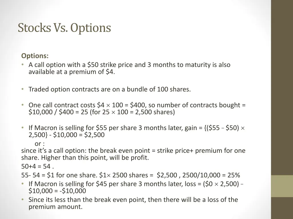 stocks vs options 1