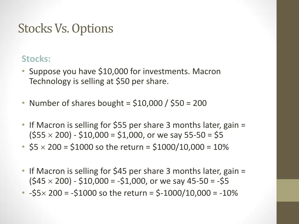 stocks vs options