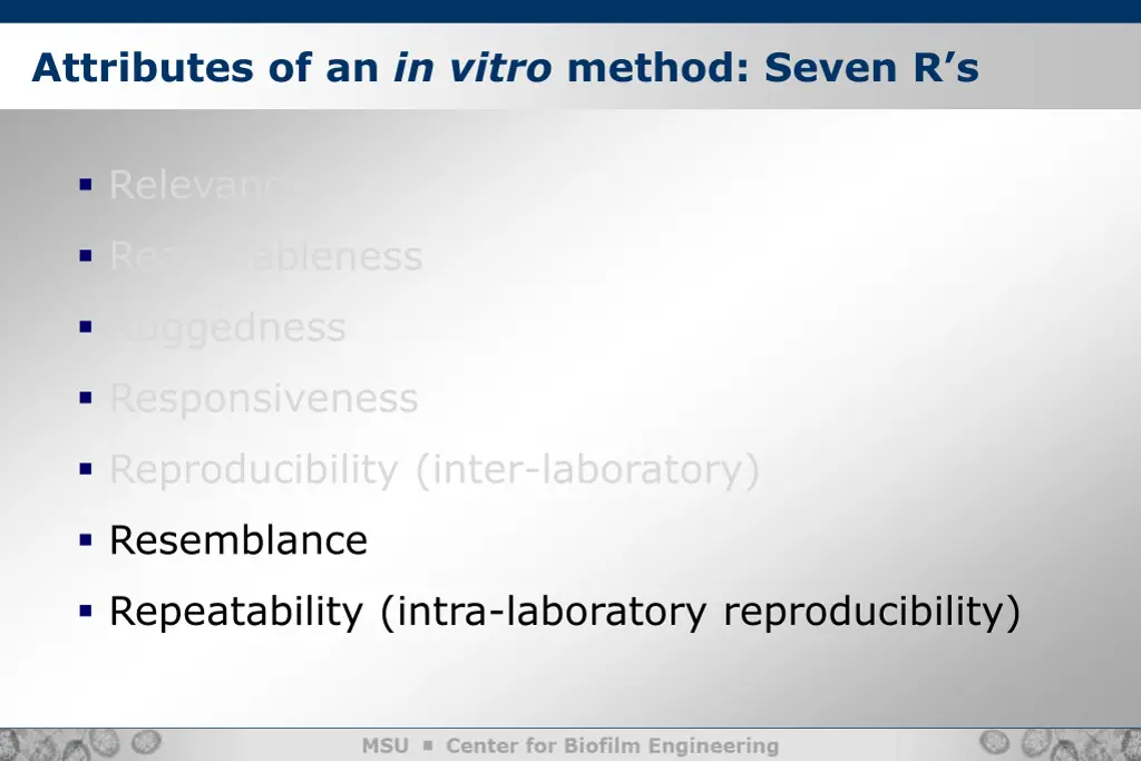 attributes of an in vitro method seven r s 1