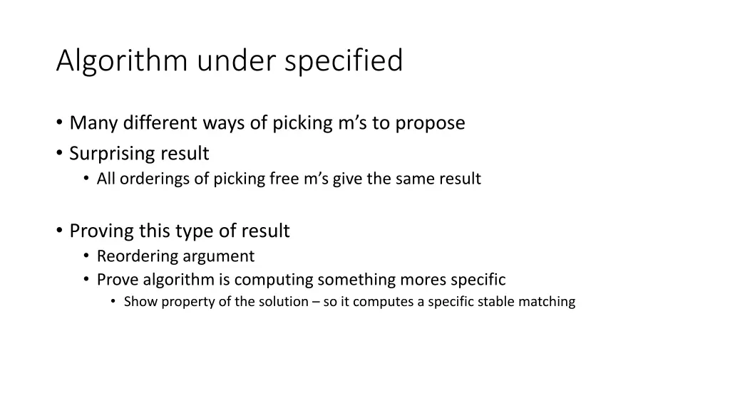 algorithm under specified