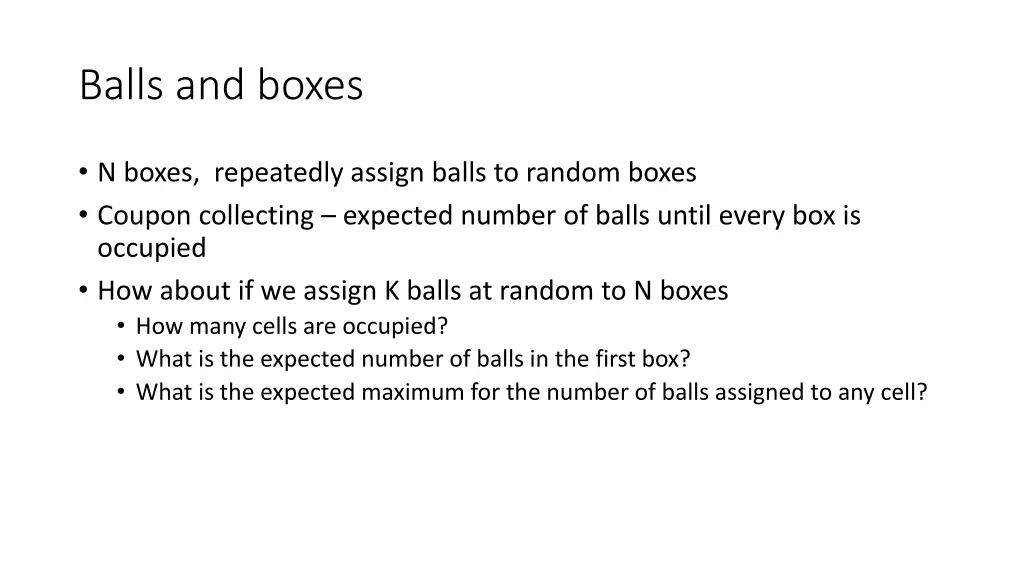 balls and boxes