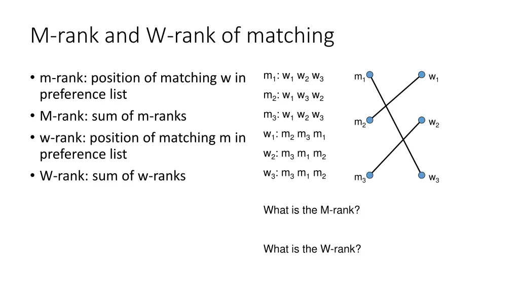 m rank and w rank of matching