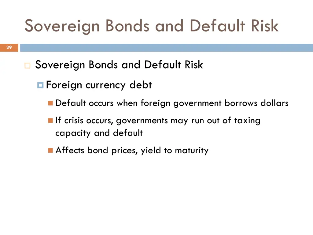 sovereign bonds and default risk