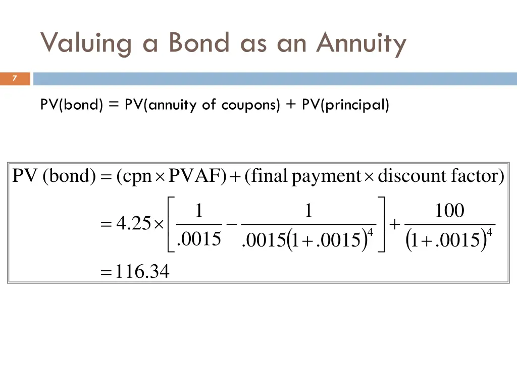 valuing a bond as an annuity