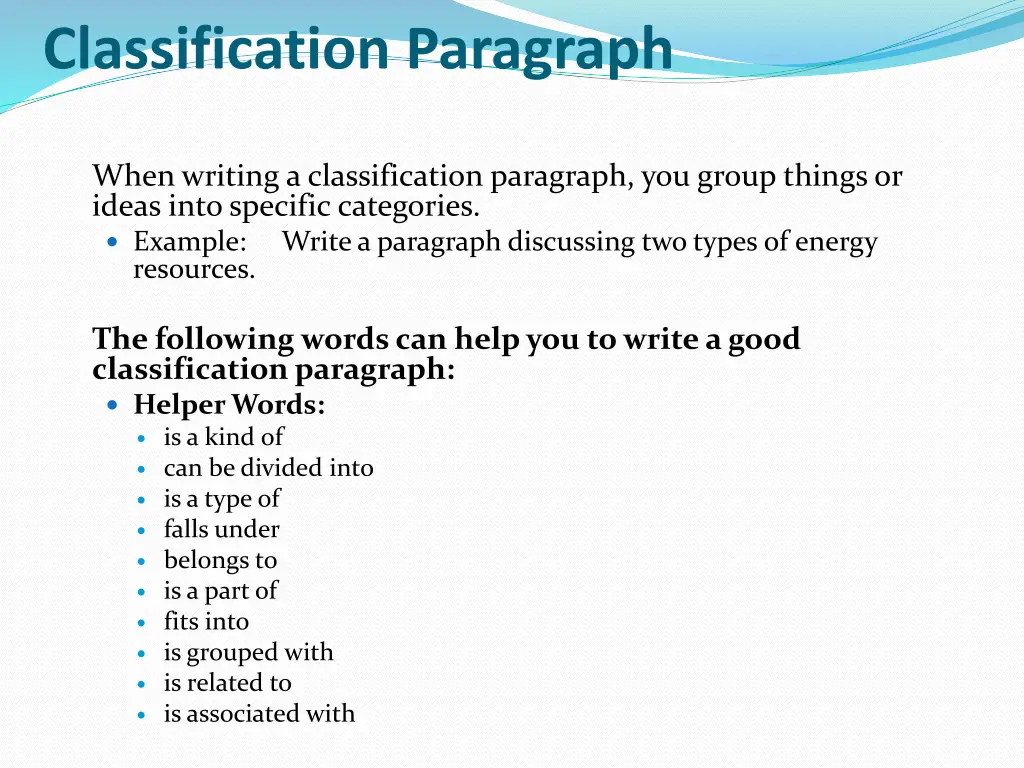 classification paragraph