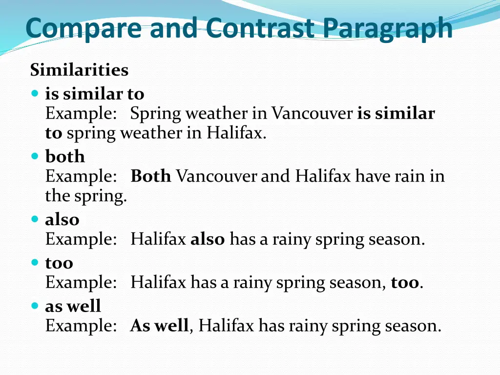 compare and contrast paragraph 1