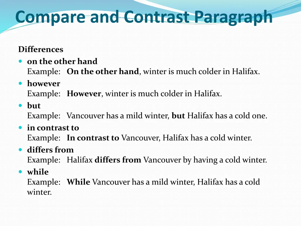 compare and contrast paragraph 2