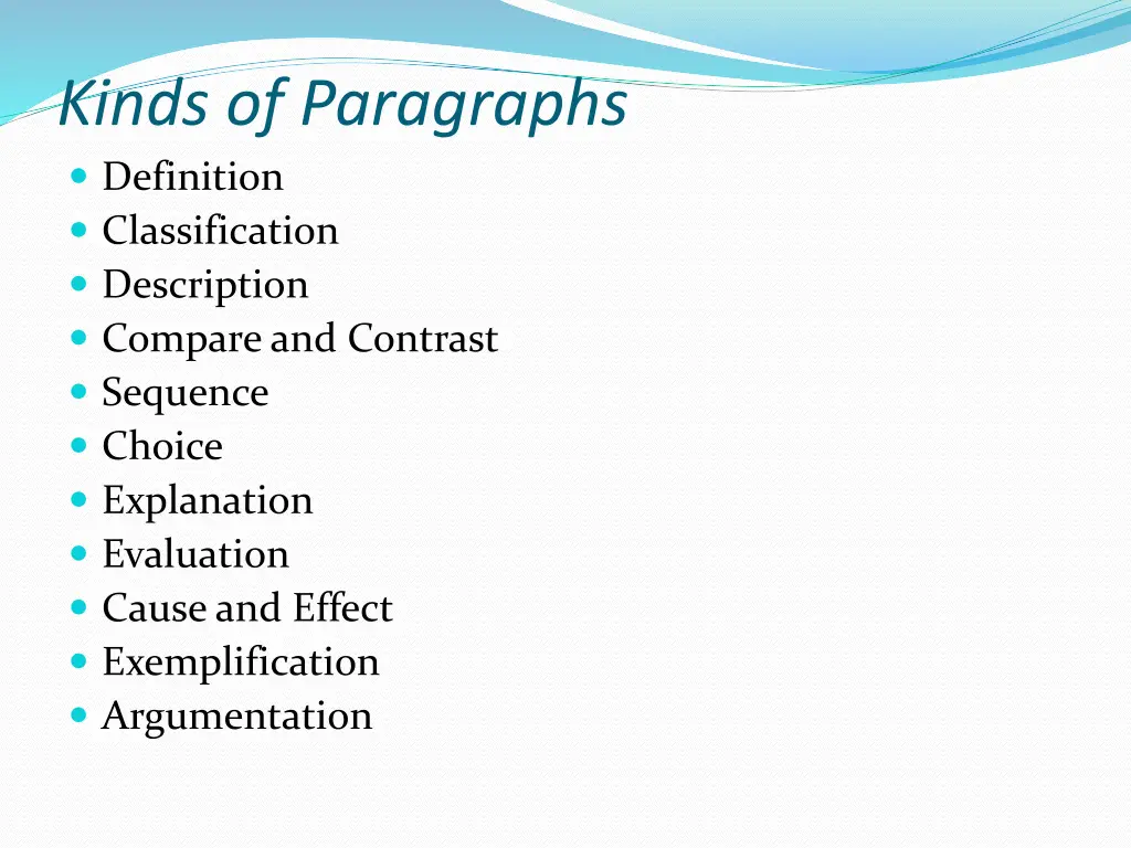 kinds of paragraphs definition classification