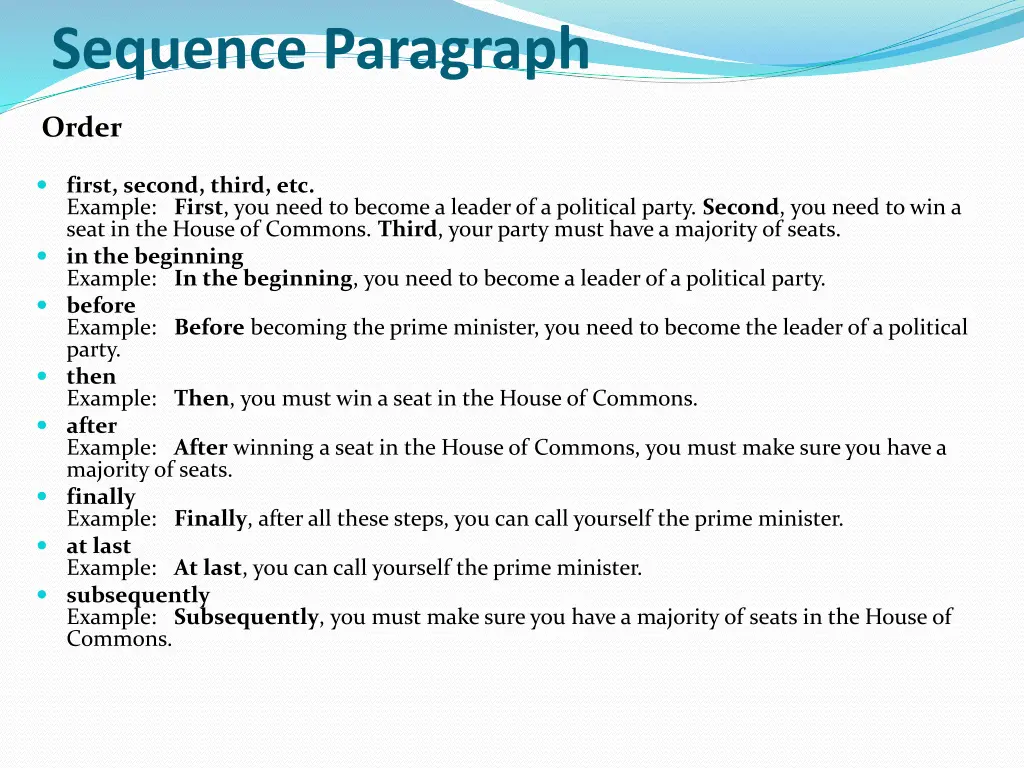 sequence paragraph 1