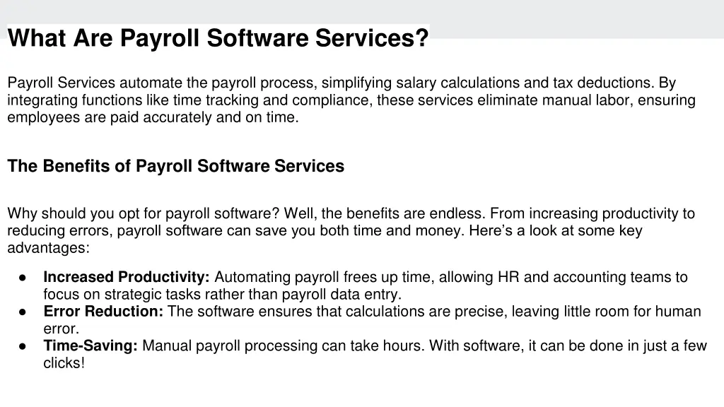 what are payroll software services