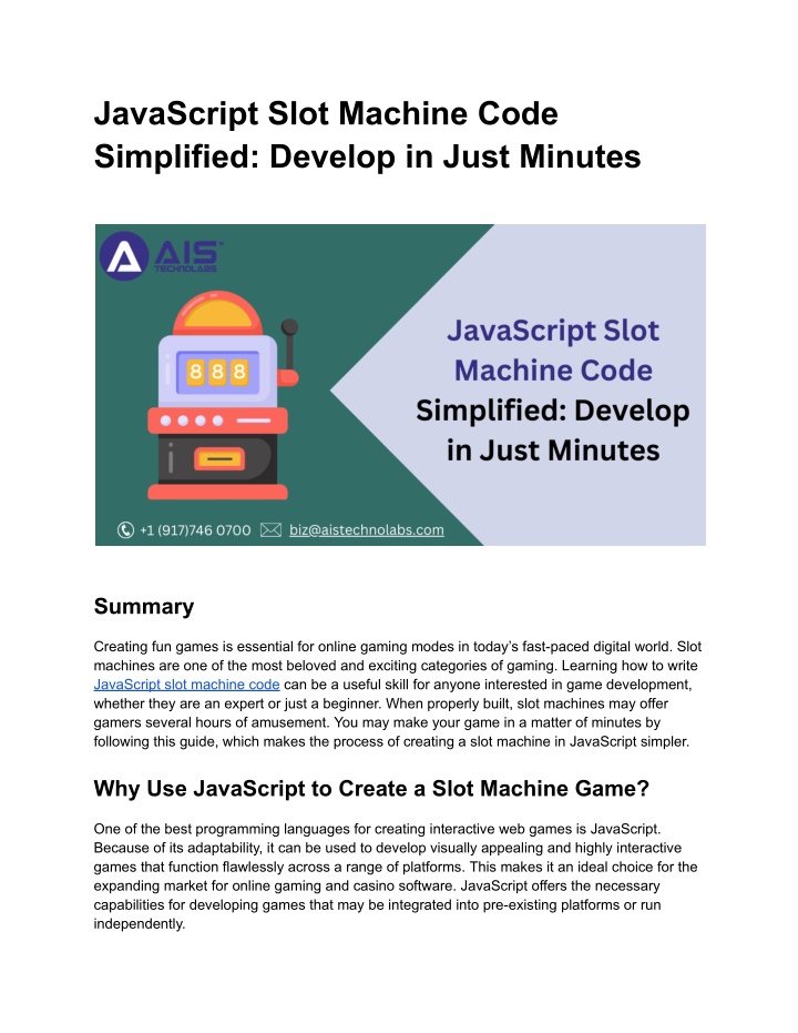 javascript slot machine code simplified develop