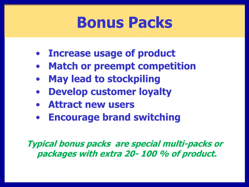 bonus packs