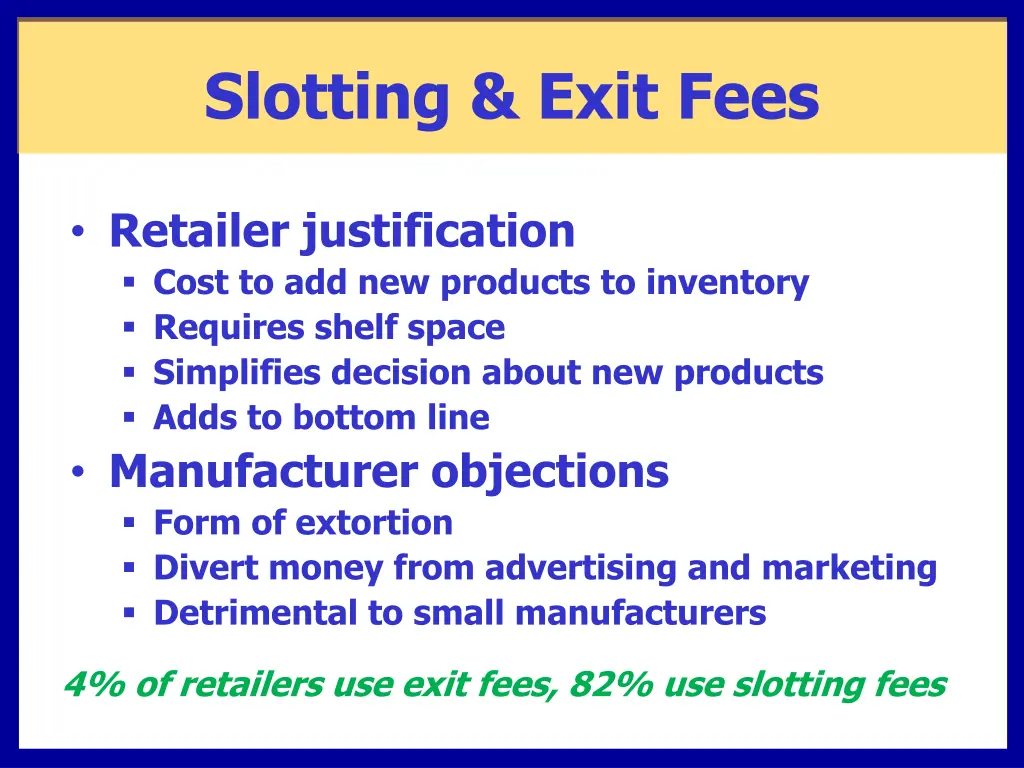 slotting exit fees