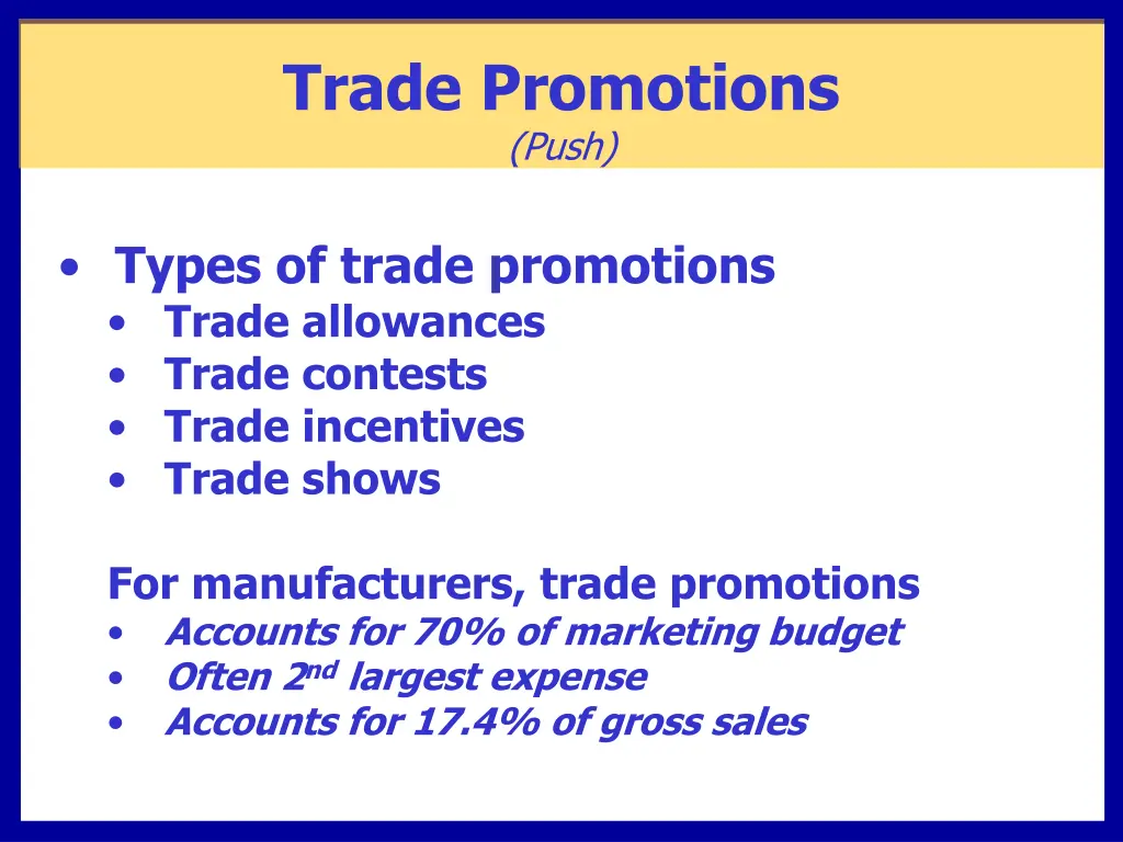 trade promotions push