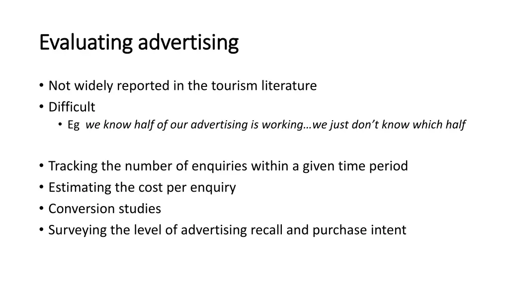 evaluating advertising evaluating advertising