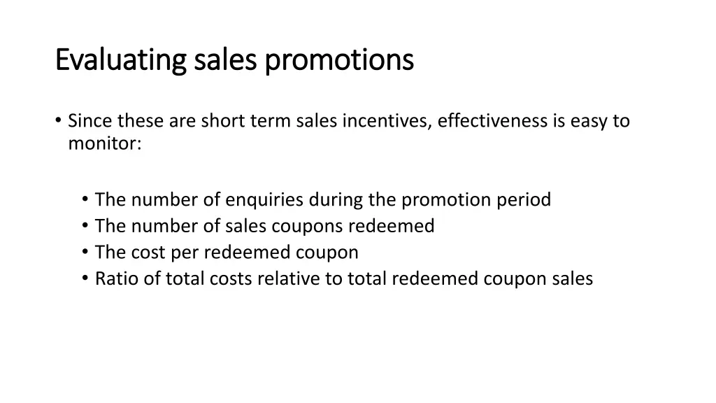 evaluating sales promotions evaluating sales