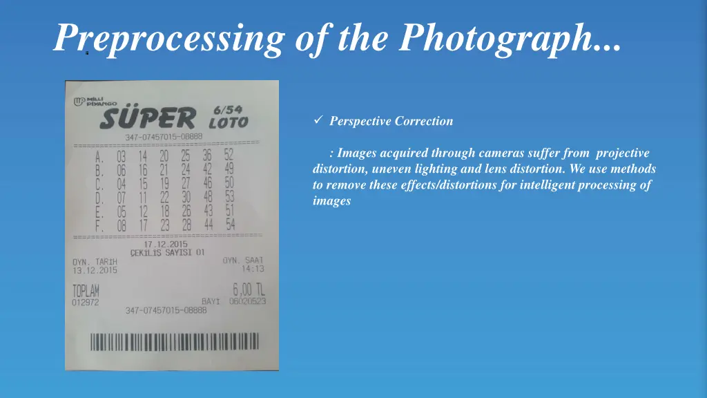 preprocessing of the photograph 2