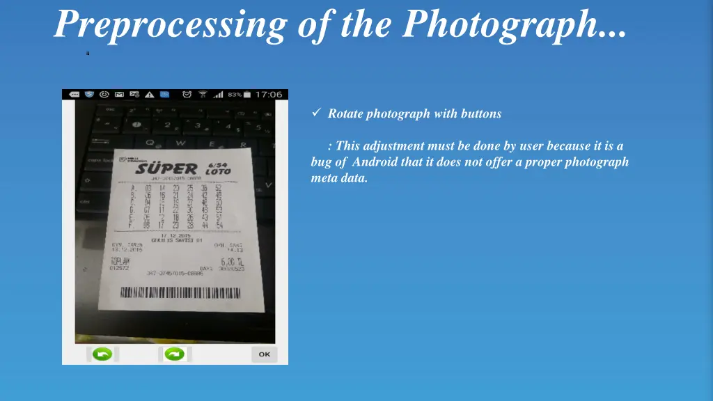 preprocessing of the photograph