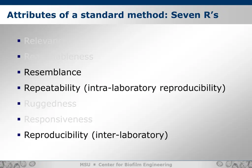 attributes of a standard method seven r s 1