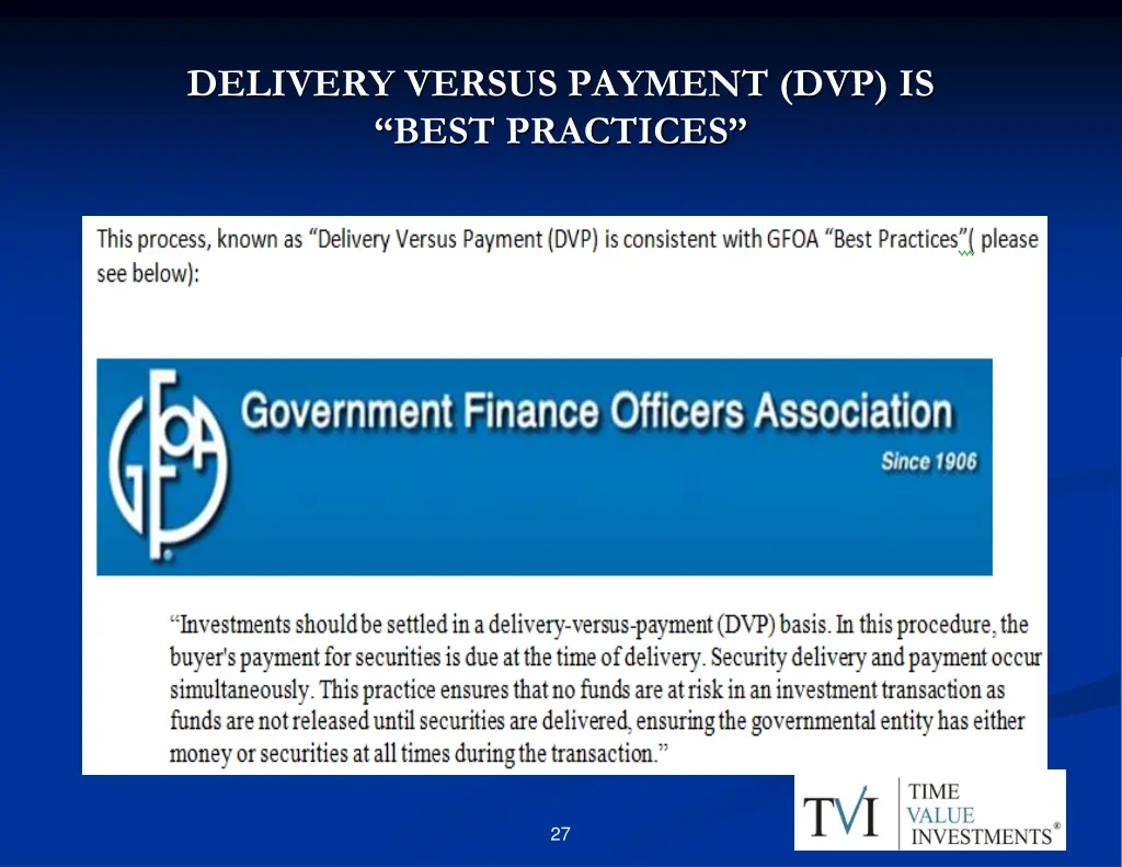 delivery versus payment dvp is best practices