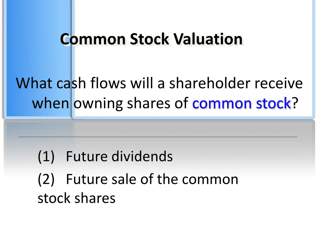 common stock valuation