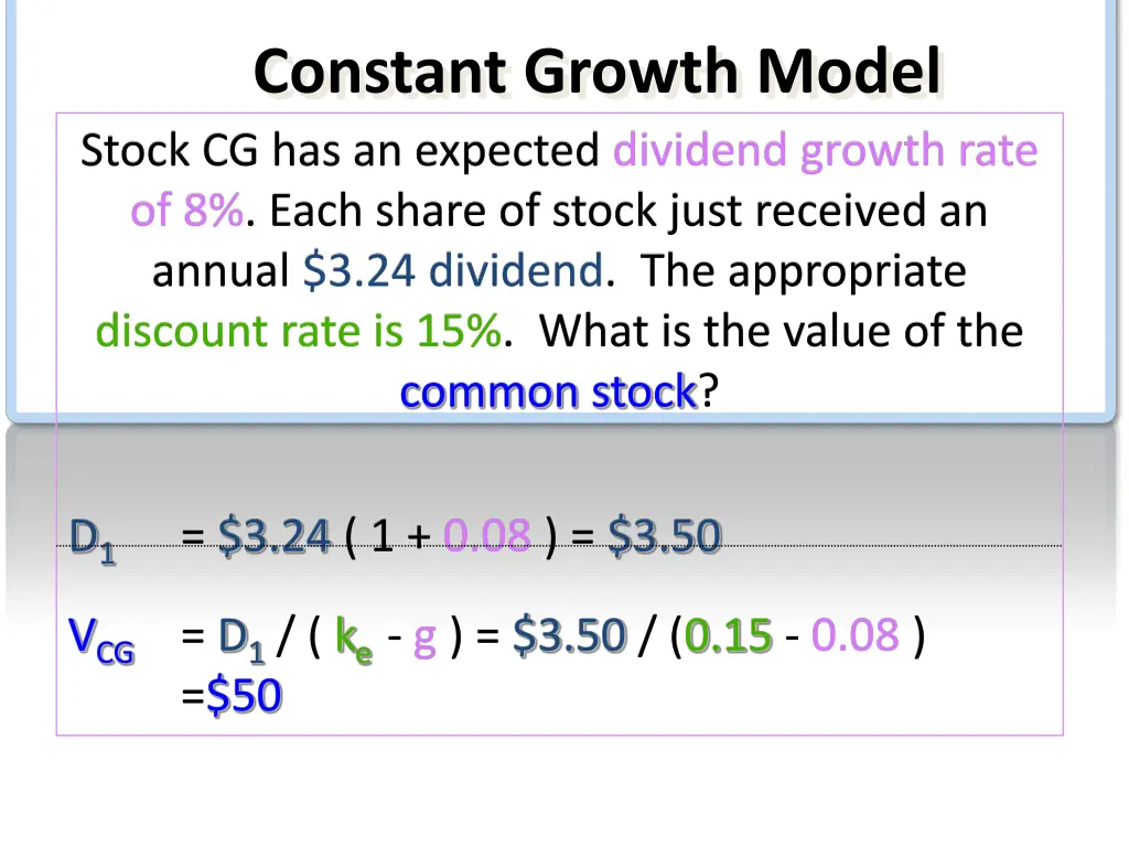 constant growth model stock cg has an expected