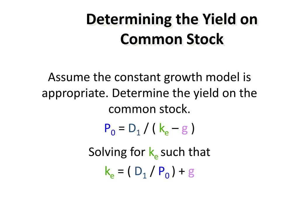 determining the yield on common stock