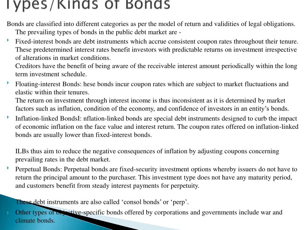 bonds are classified into different categories