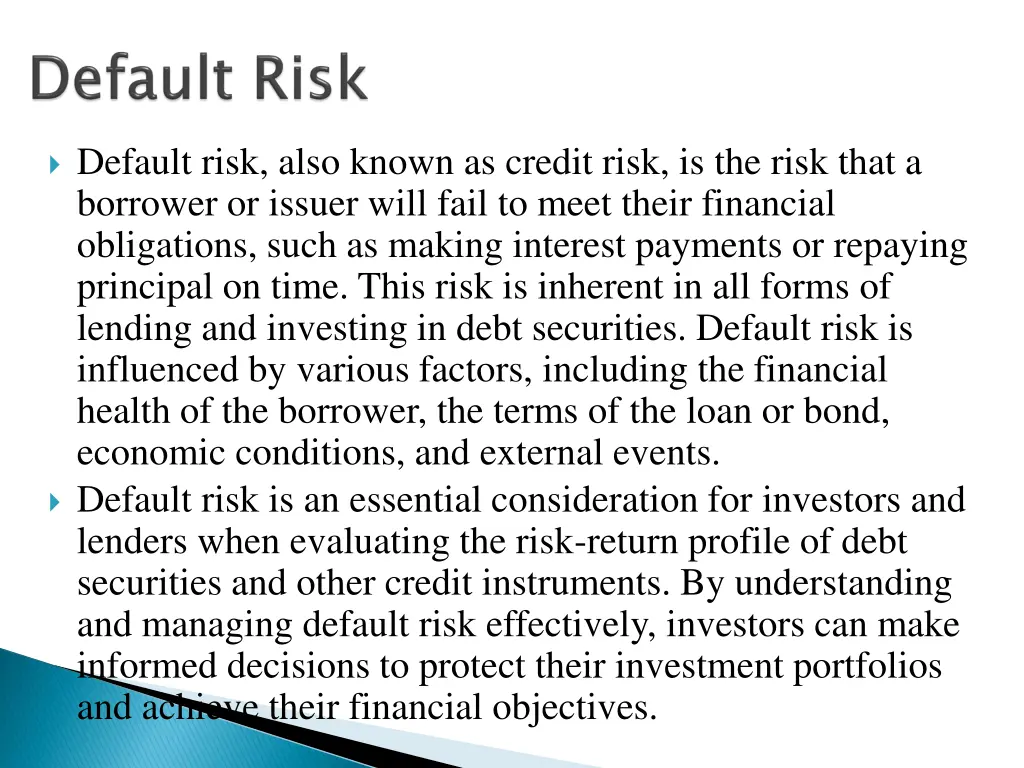 default risk also known as credit risk