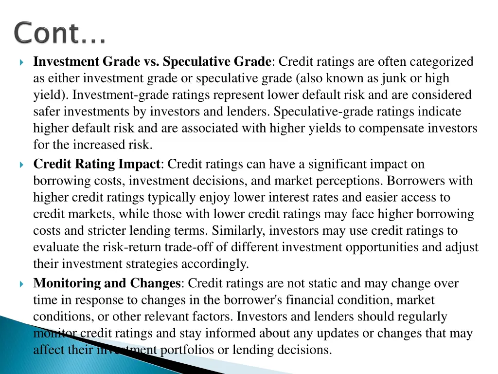 investment grade vs speculative grade credit