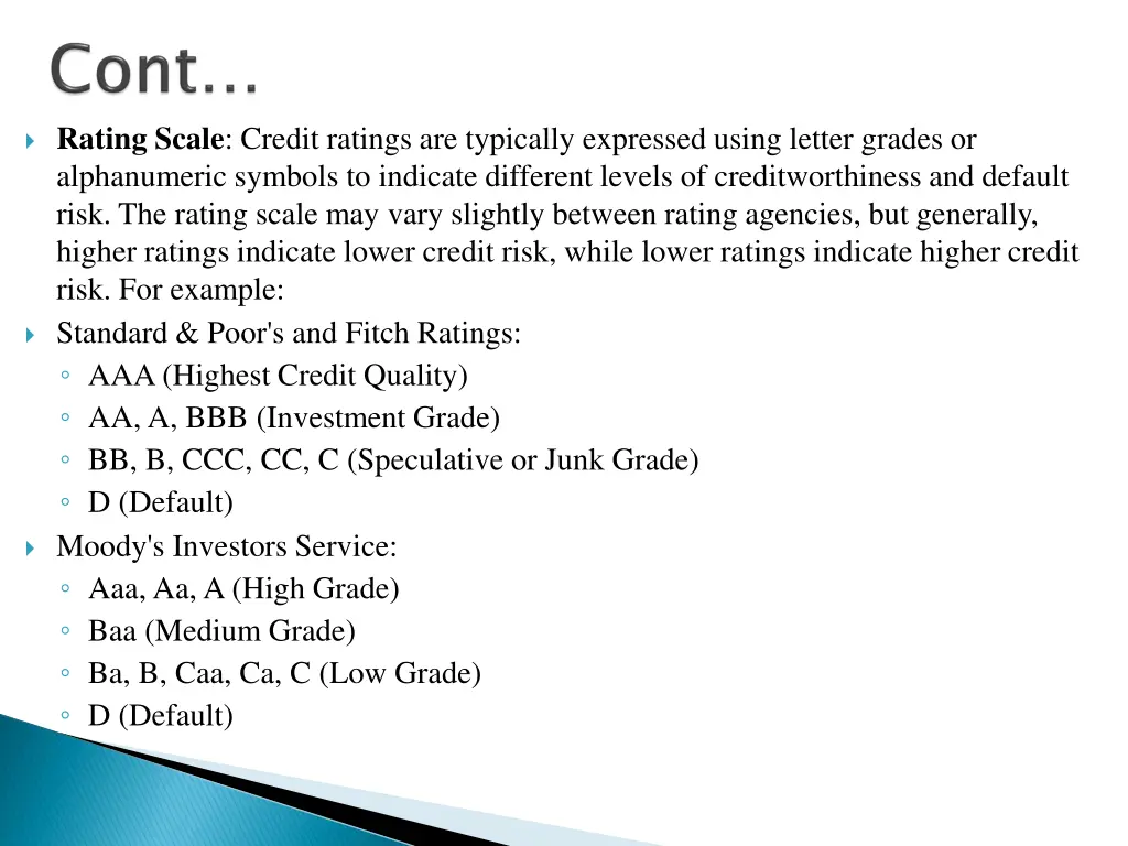 rating scale credit ratings are typically