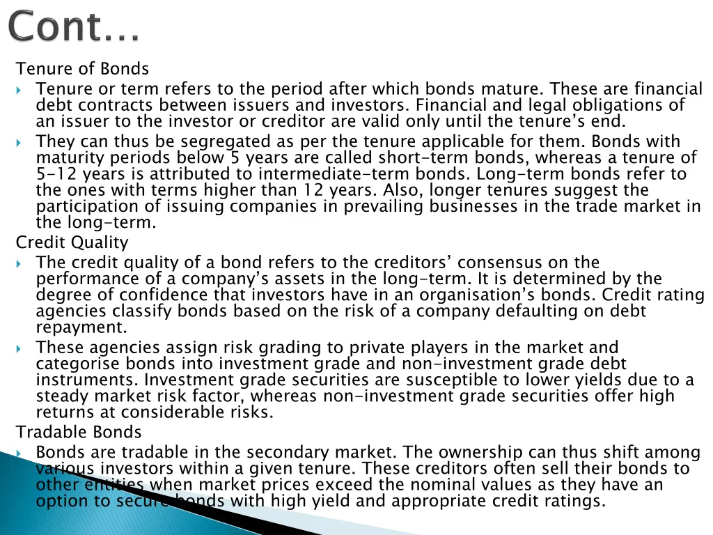 tenure of bonds tenure or term refers