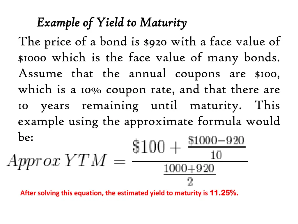 example example of of yield the price of a bond