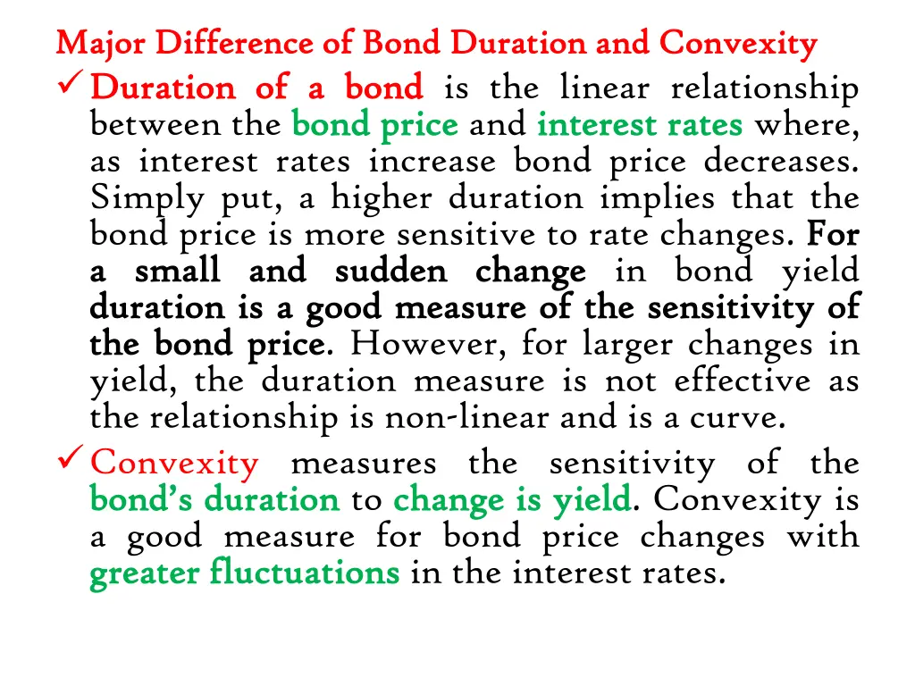 major major difference difference of of bond