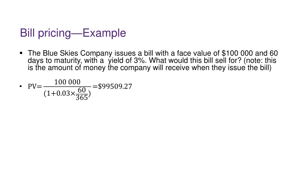 bill pricing example