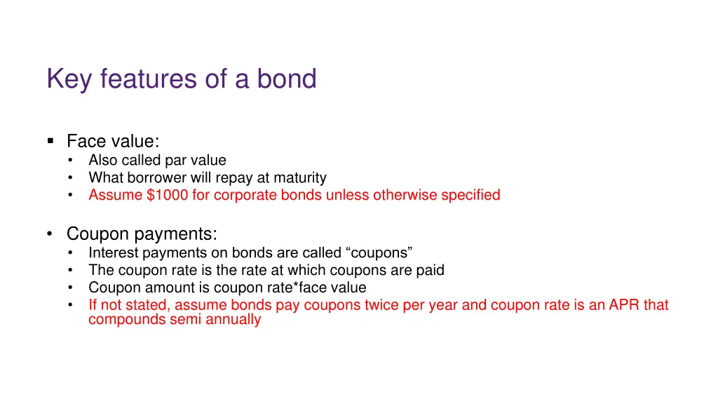 key features of a bond